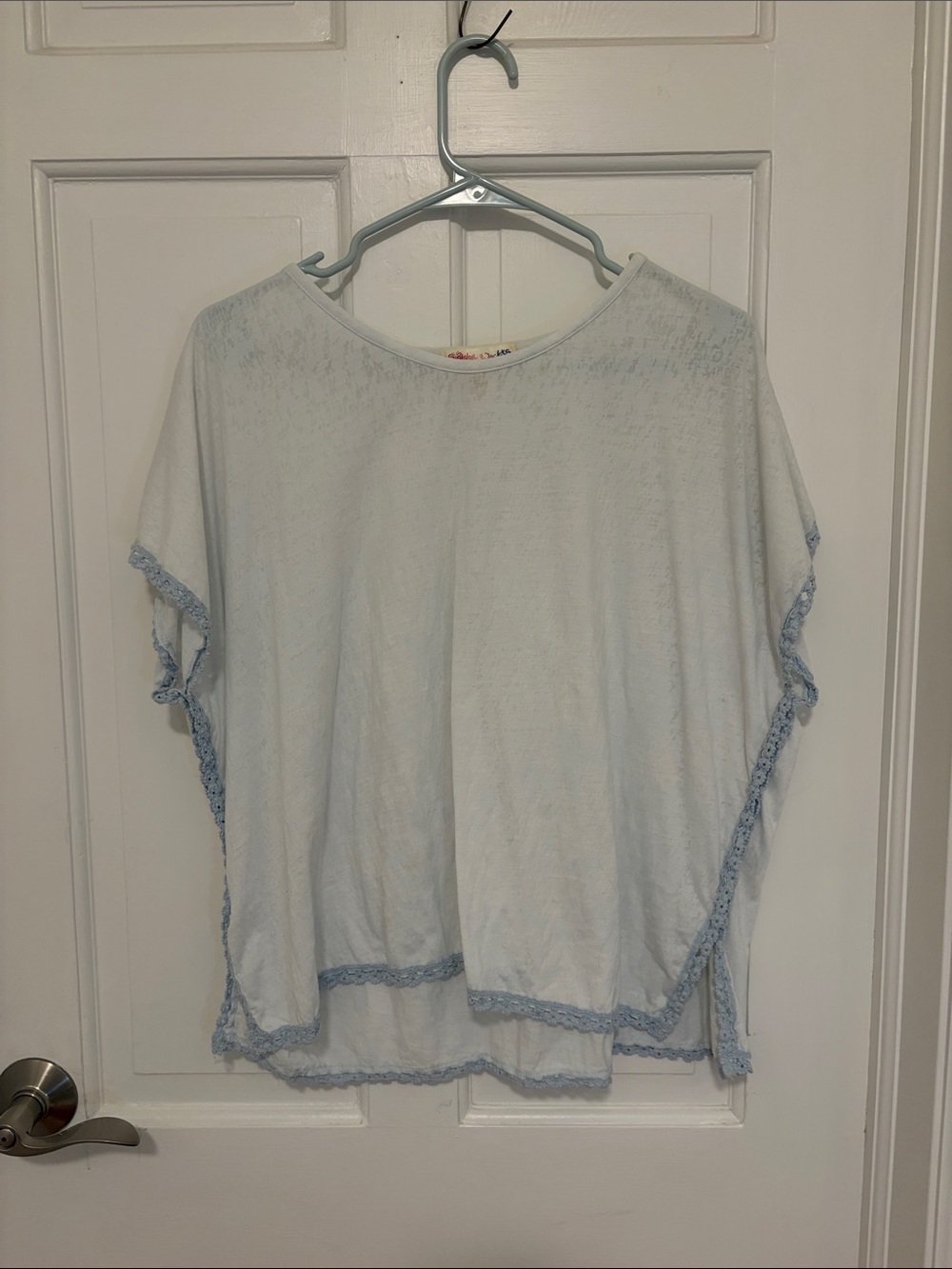 Light Blue Crochet-Trim Women’s Top